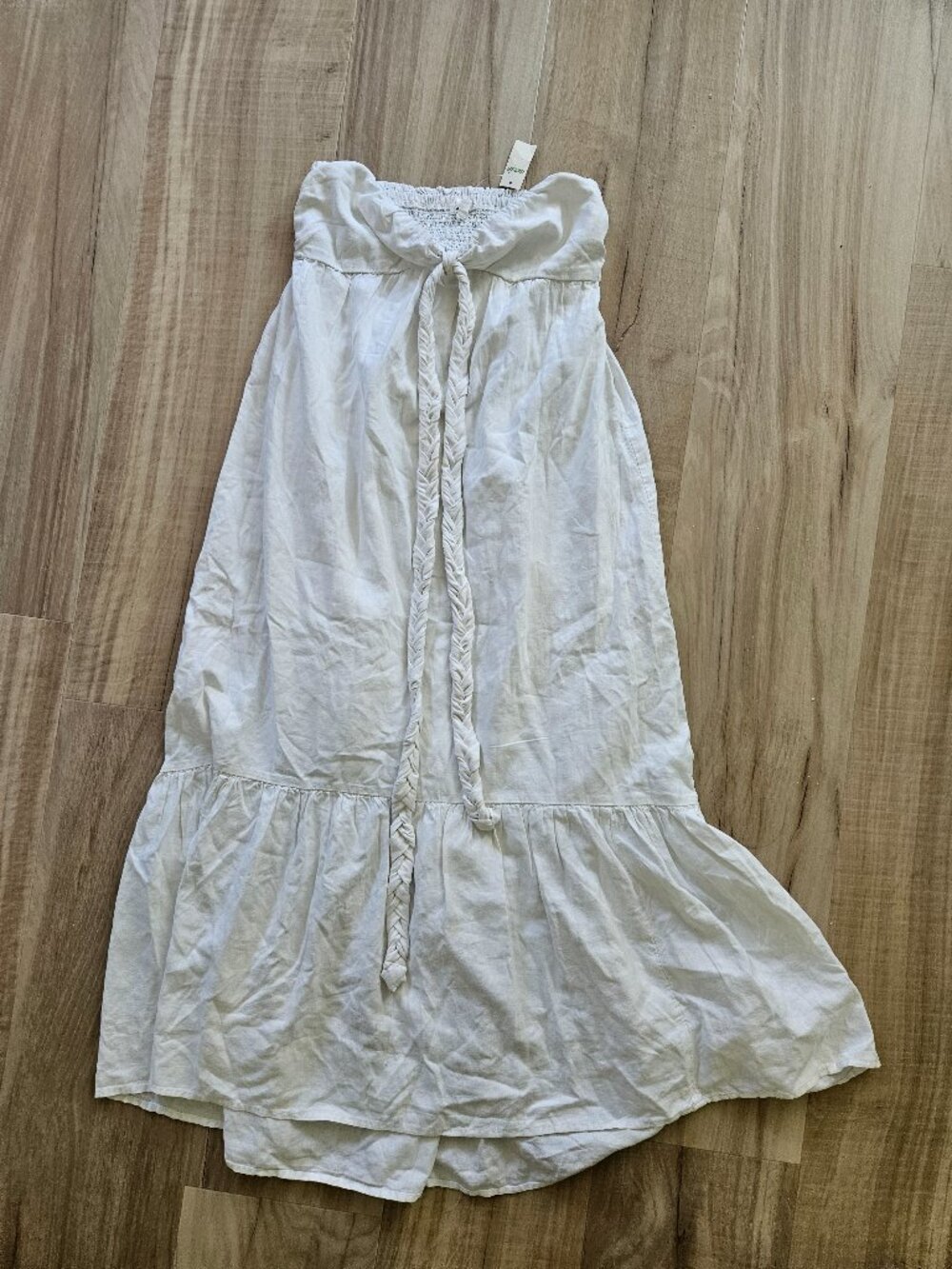 Series ladies strapless white braided rope maxi dress with half slip Size Medium